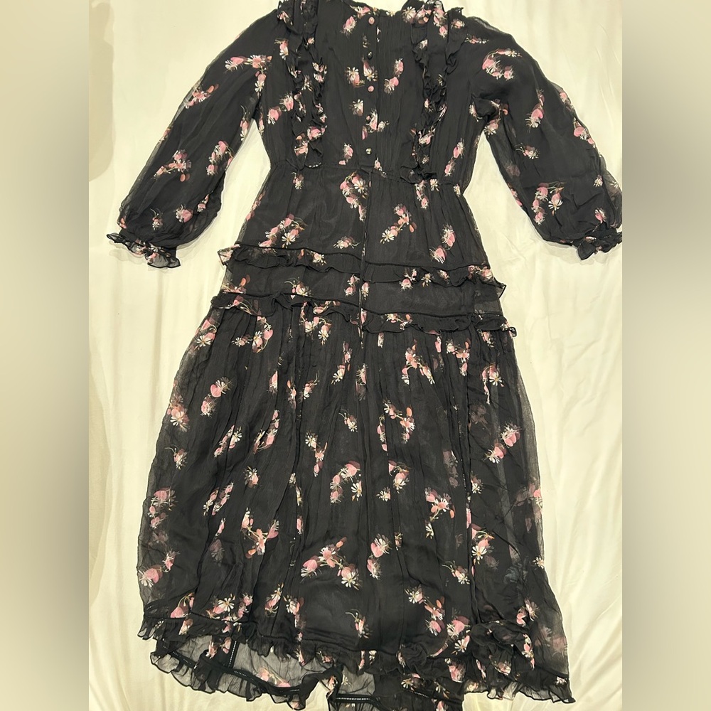 Zimmermann Black Dress with Pink Floral Pattern